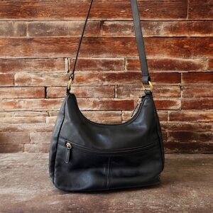 GIANI BERNINI Nappa Leather Hobo Bag Black Purse Gold Hardware FAST SHIPPING